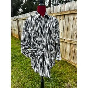 Jhane Barnes A New Identity Men’s Button Shirt L Abstract Long Sleeve 100Cotton